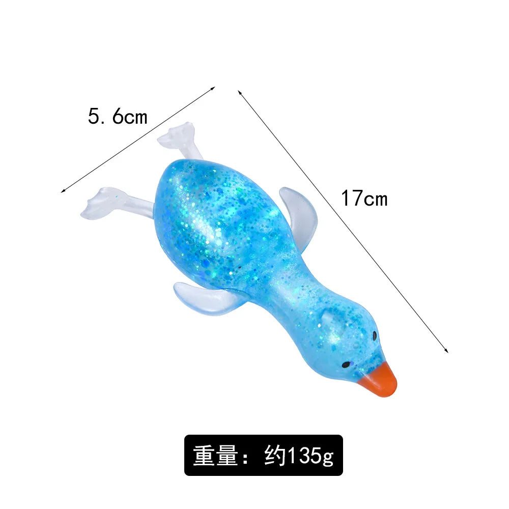 Glitter Aurora Duck Squeeze Toy Maltose Filled Stress Relief Squishy Toy Fidget Sensory Toy Kids and Adults Anxiety Relief Gift